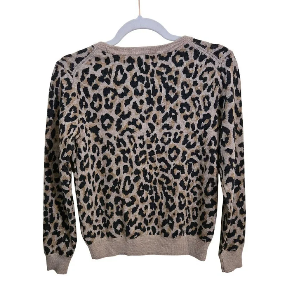 J. Crew Merino Wool Leopard Crewneck Sweater Size XS